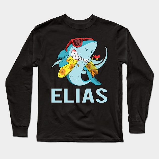 Funny Shark - Elias Name Long Sleeve T-Shirt by songuk